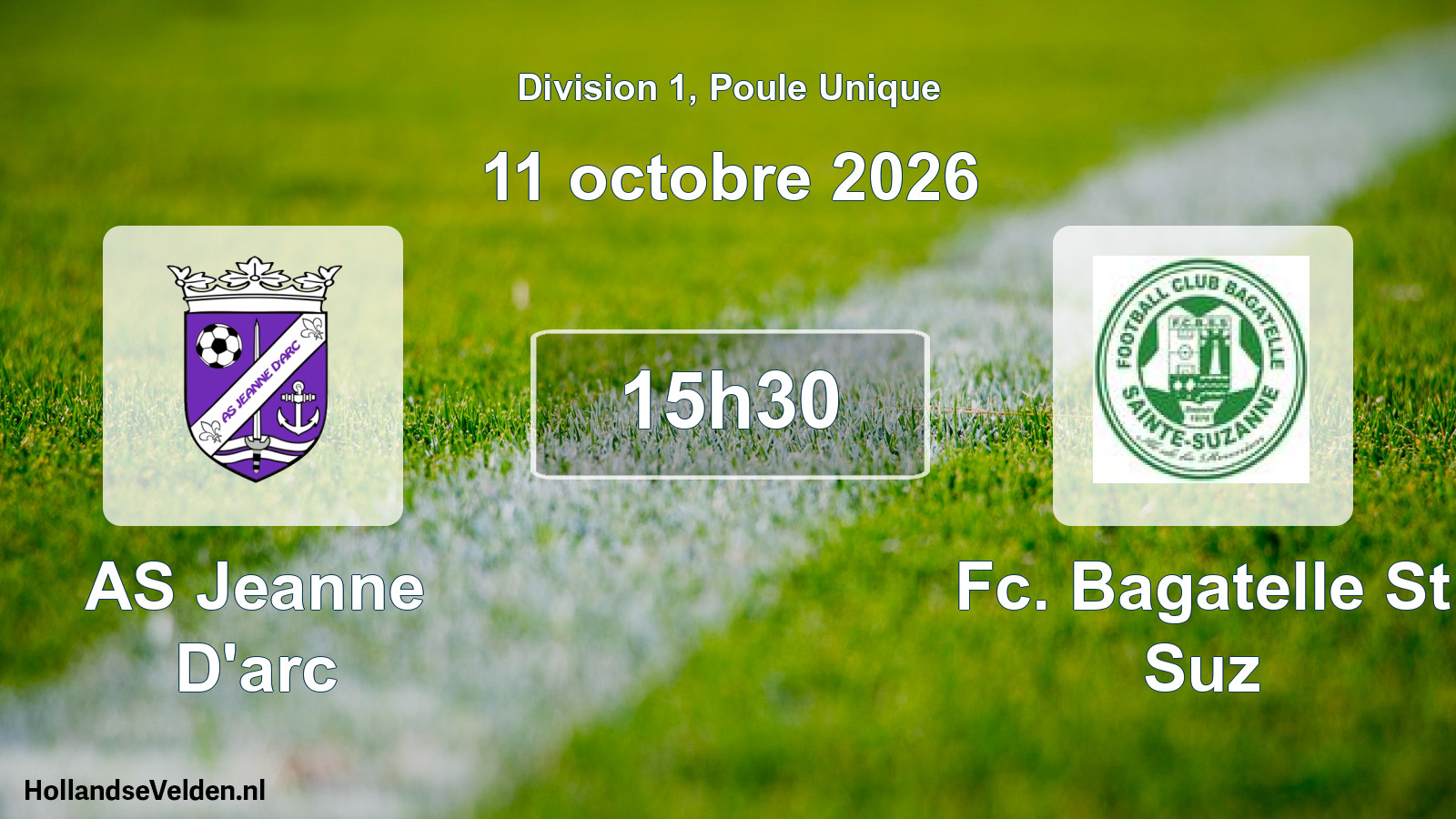 Match programmé: AS Jeanne D'arc - Fc. Bagatelle St Suz (11 octobre 2026)
