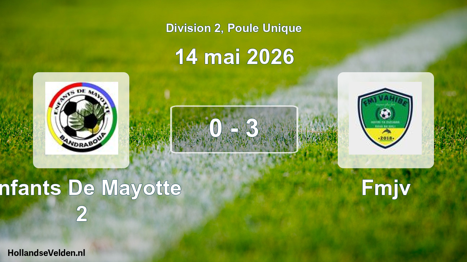 Match joué: Enfants De Mayotte 2 - Fmjv 0 - 3 (14 mai 2026)