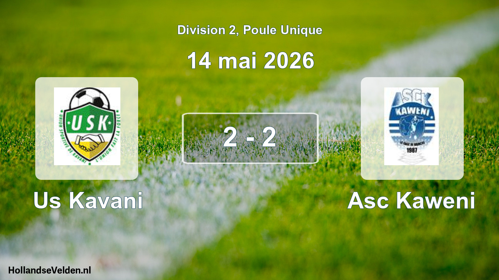 Match joué: Us Kavani - Asc Kaweni 2 - 2 (14 mai 2026)