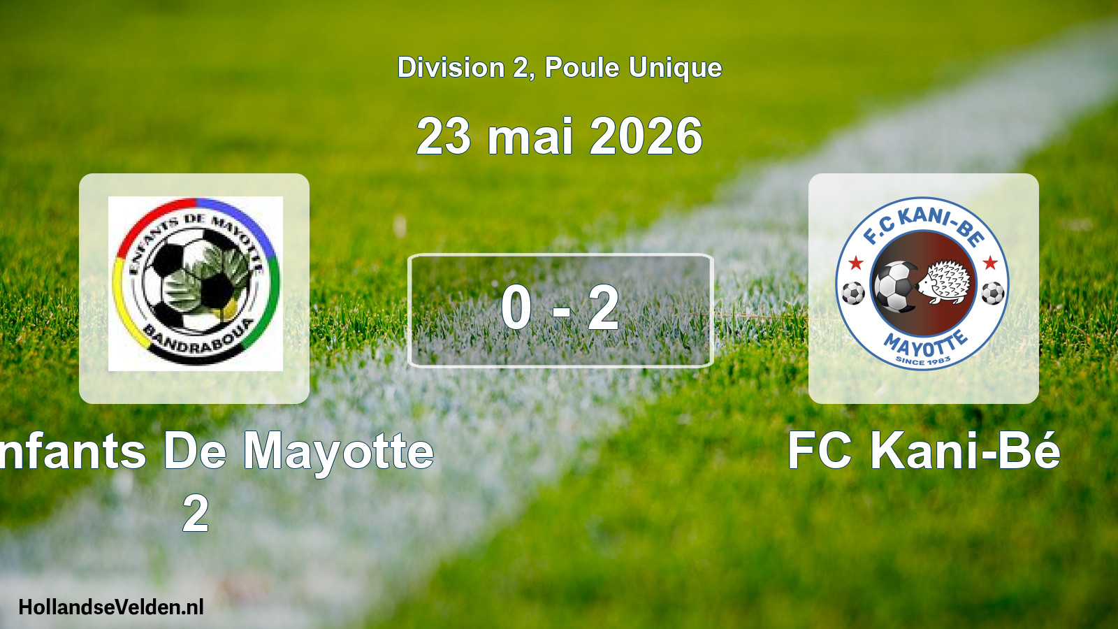 Match joué: Enfants De Mayotte 2 - FC Kani-Bé 0 - 2 (23 mai 2026)