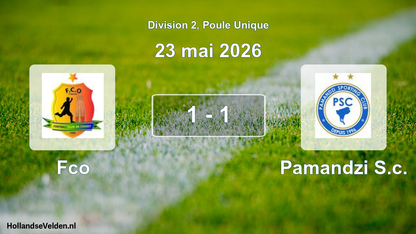 Match joué: Fco - Pamandzi S.c. 1 - 1 (23 mai 2026)
