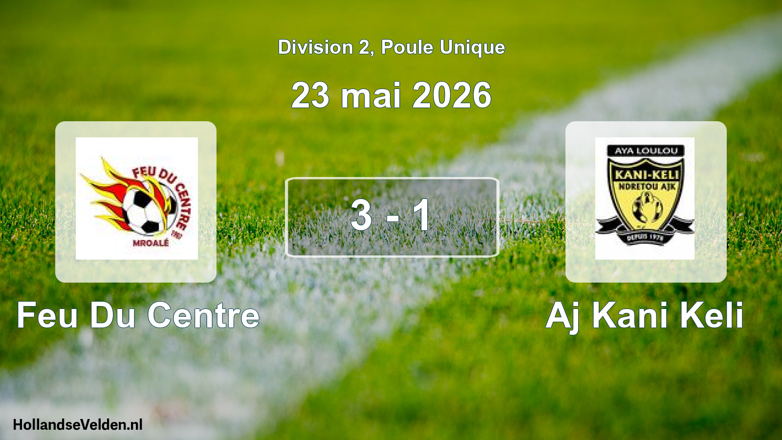 Match joué: Feu Du Centre - Aj Kani Keli 3 - 1 (23 mai 2026)