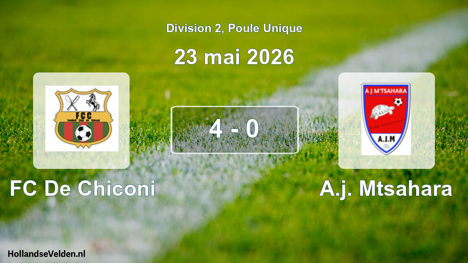 Match joué: FC De Chiconi - A.j. Mtsahara 4 - 0 (23 mai 2026)