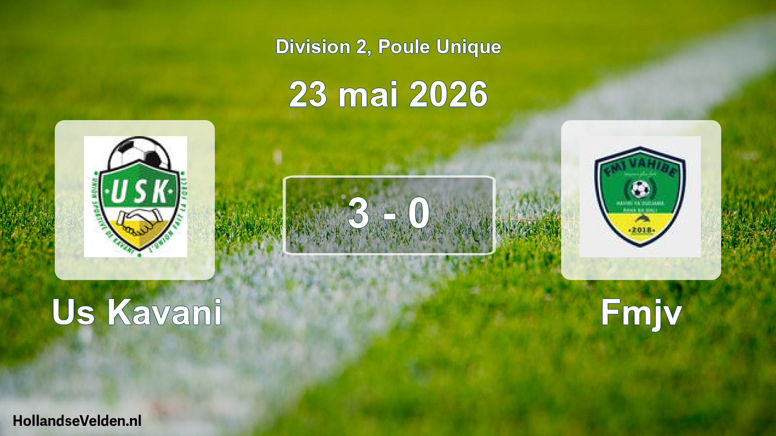 Match joué: Us Kavani - Fmjv 3 - 0 (23 mai 2026)