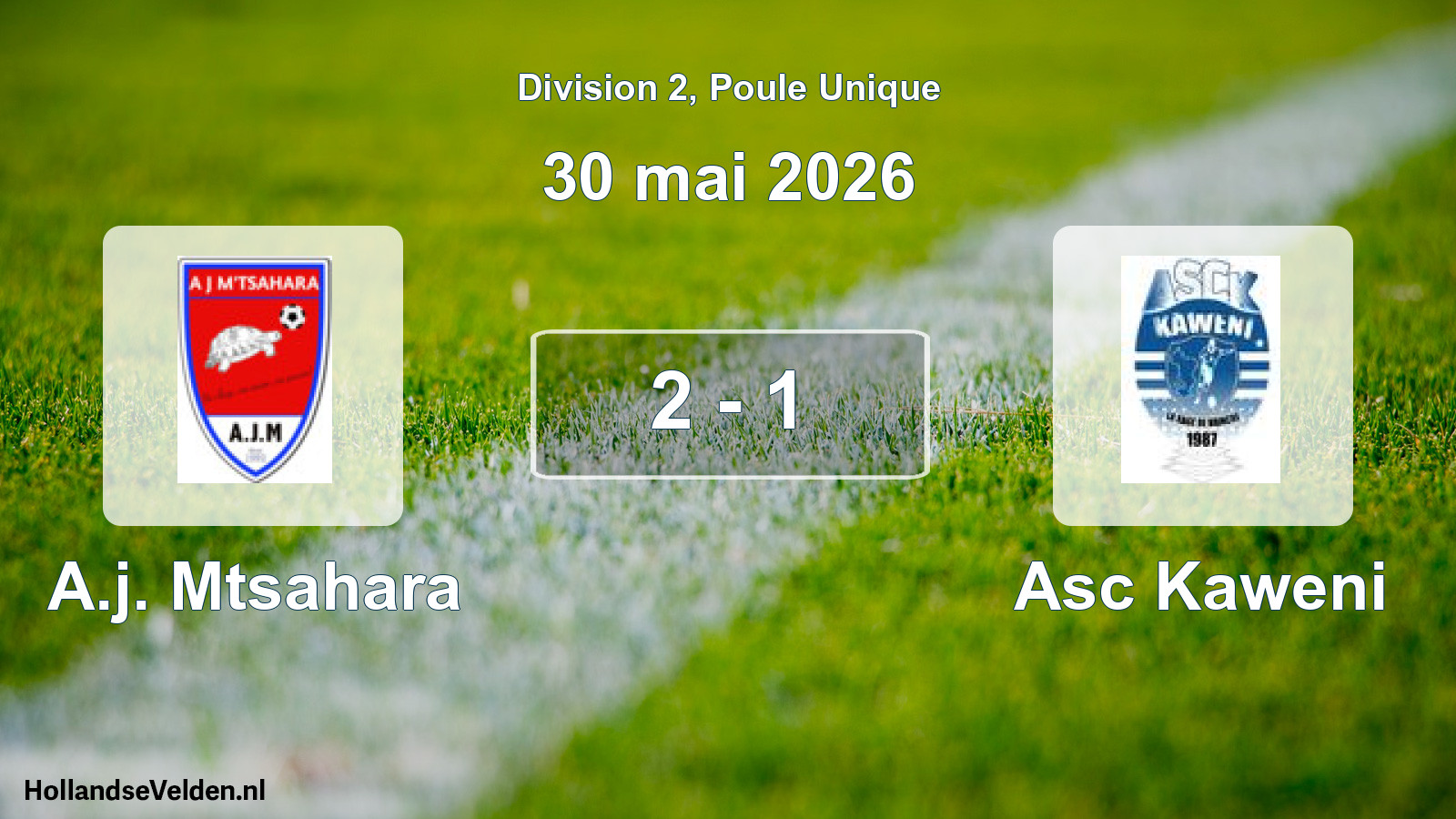 Match joué: A.j. Mtsahara - Asc Kaweni 2 - 1 (30 mai 2026)