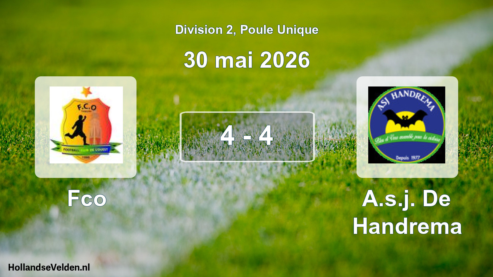 Match joué: Fco - A.s.j. De Handrema 4 - 4 (30 mai 2026)