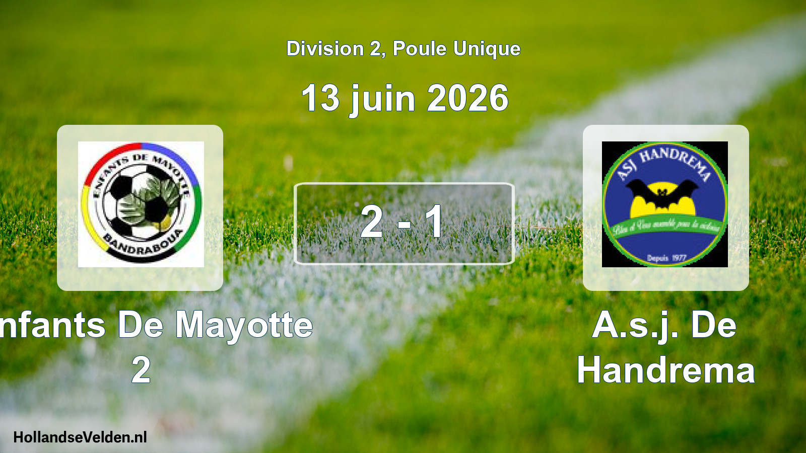 Match joué: Enfants De Mayotte 2 - A.s.j. De Handrema 2 - 1 (13 juin 2026)