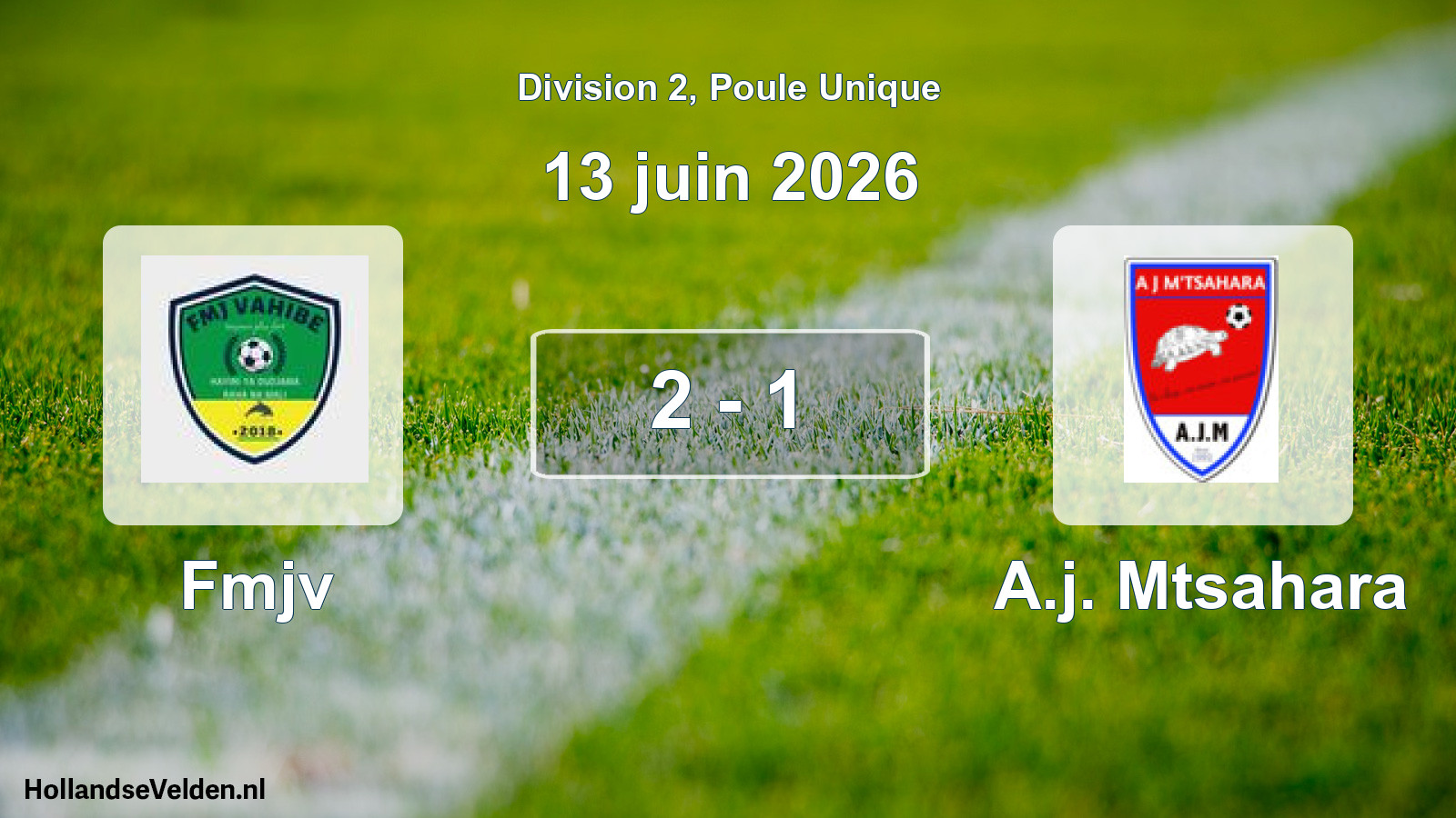 Match joué: Fmjv - A.j. Mtsahara 2 - 1 (13 juin 2026)