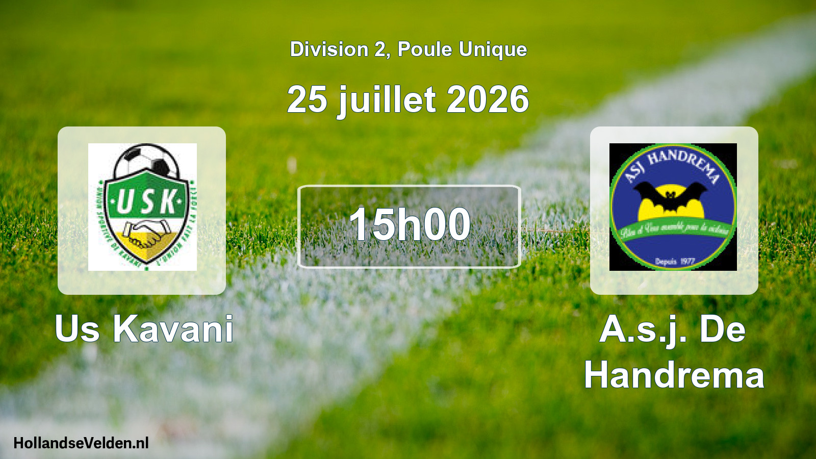 Match programmé: Us Kavani - A.s.j. De Handrema (25 juillet 2026)