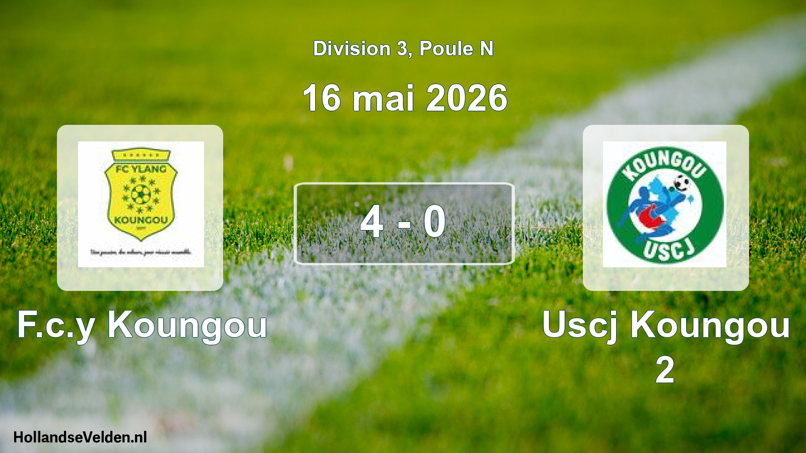 Match joué: F.c.y Koungou - Uscj Koungou 2 4 - 0 (16 mai 2026)