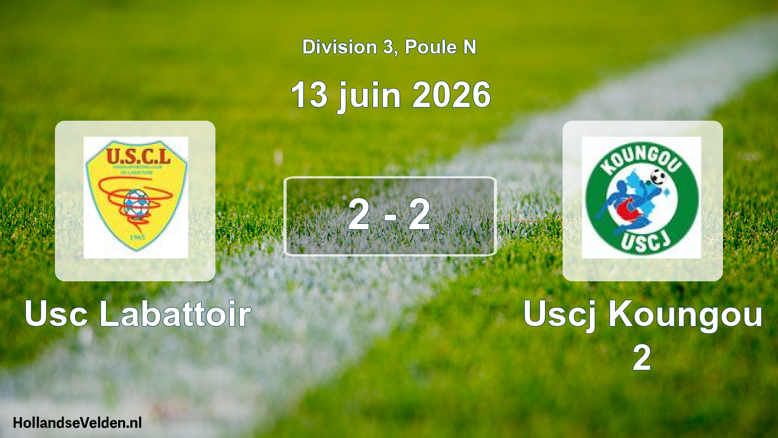 Match joué: Usc Labattoir - Uscj Koungou 2 2 - 2 (13 juin 2026)