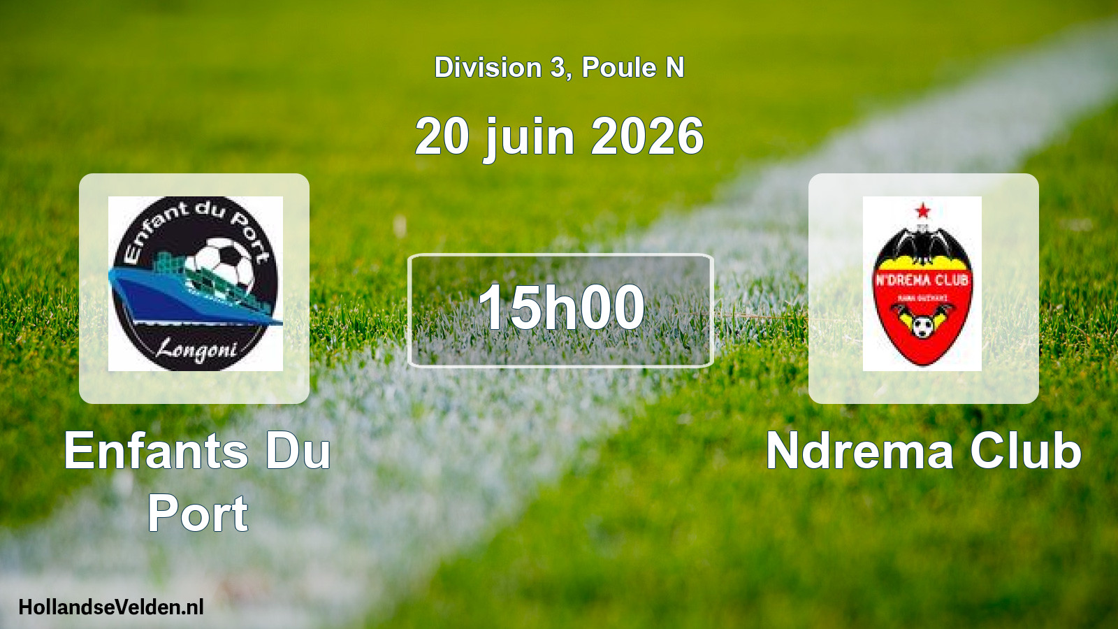 Match programmé: Enfants Du Port - Ndrema Club (20 juin 2026)