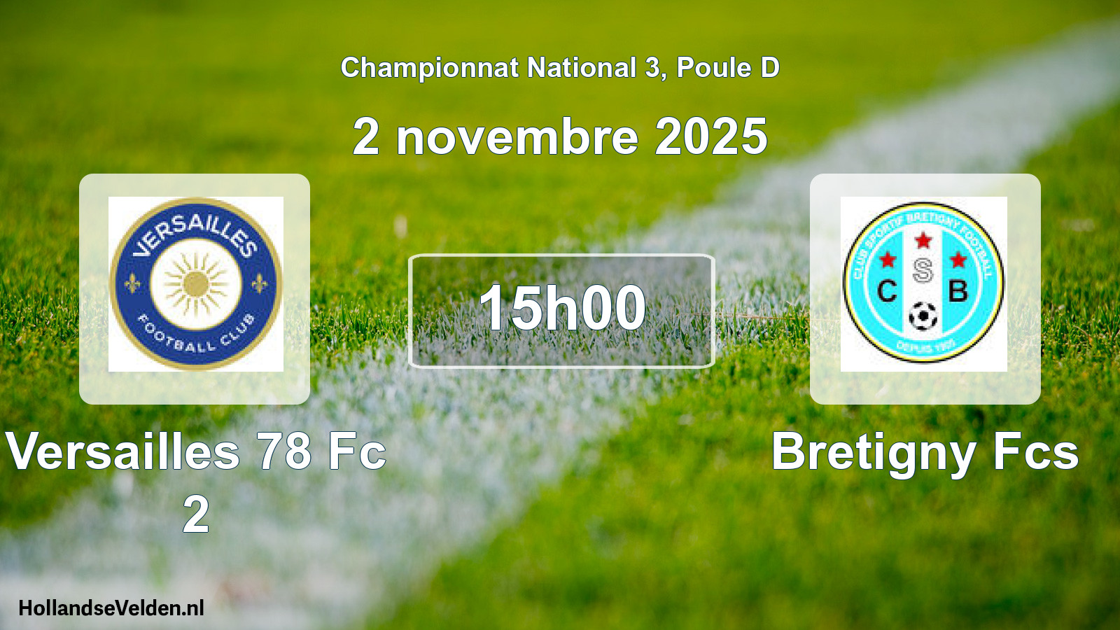 Geplande wedstrijd: Versailles 78 Fc 2 - Bretigny Fcs (2 novembre 2025)