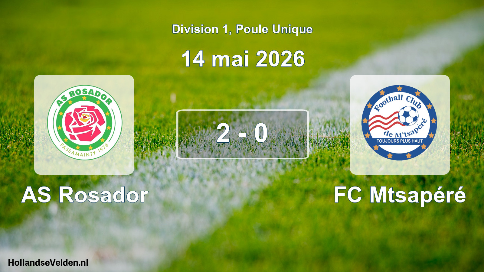 Match joué: AS Rosador - FC Mtsapéré 2 - 0 (14 mai 2026)