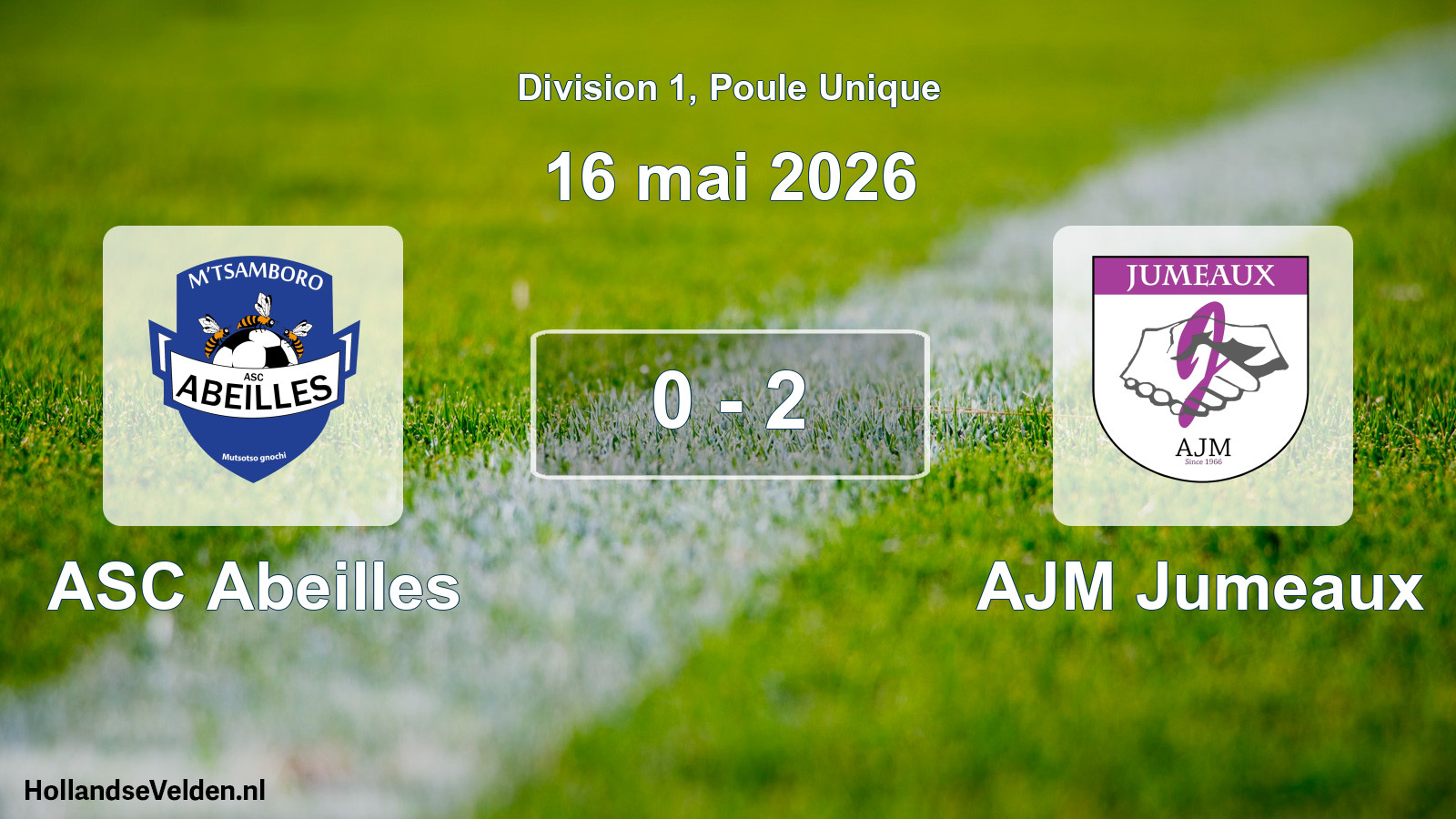 Match joué: ASC Abeilles - AJM Jumeaux 0 - 2 (16 mai 2026)