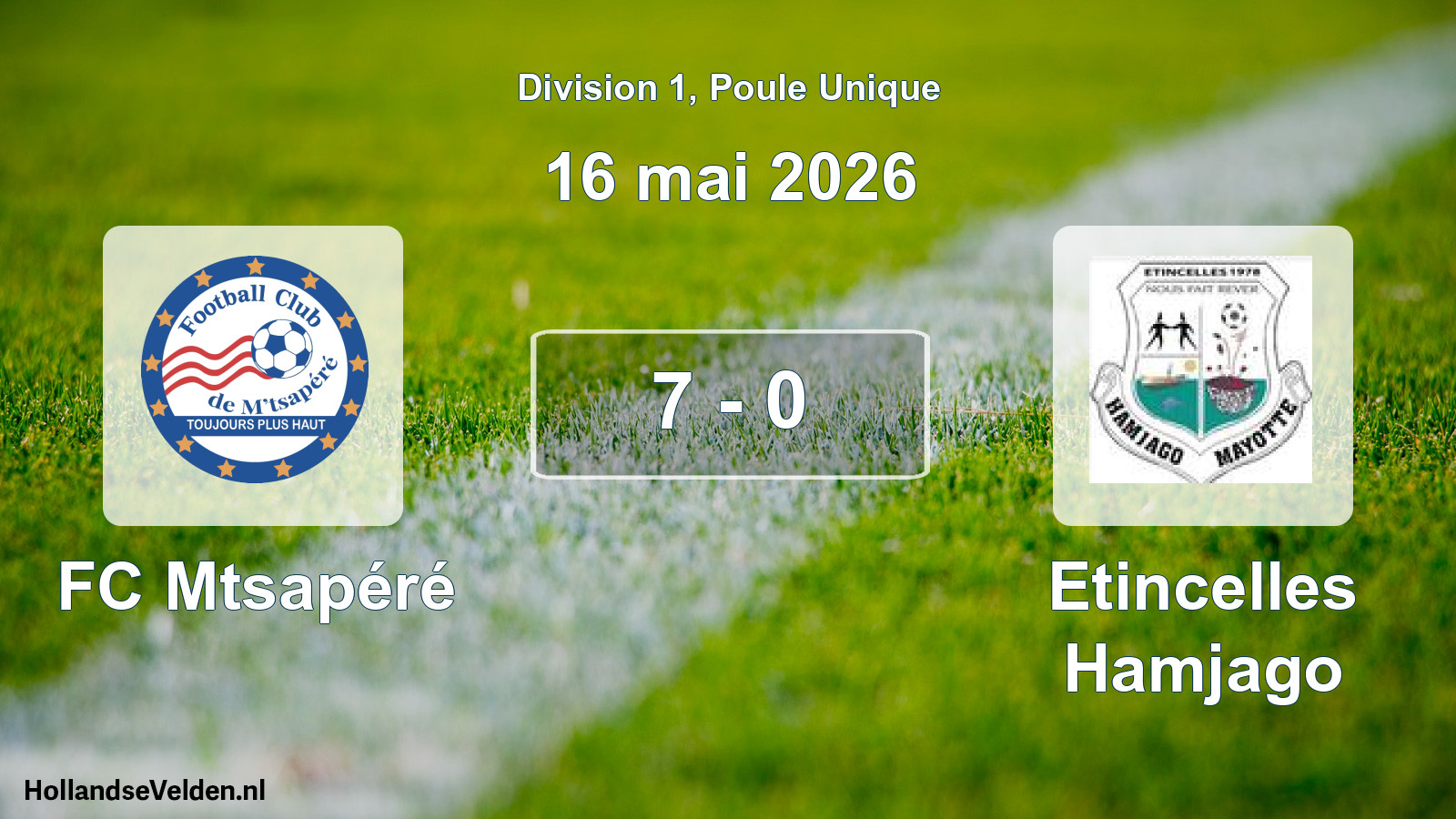 Match joué: FC Mtsapéré - Etincelles Hamjago 7 - 0 (16 mai 2026)