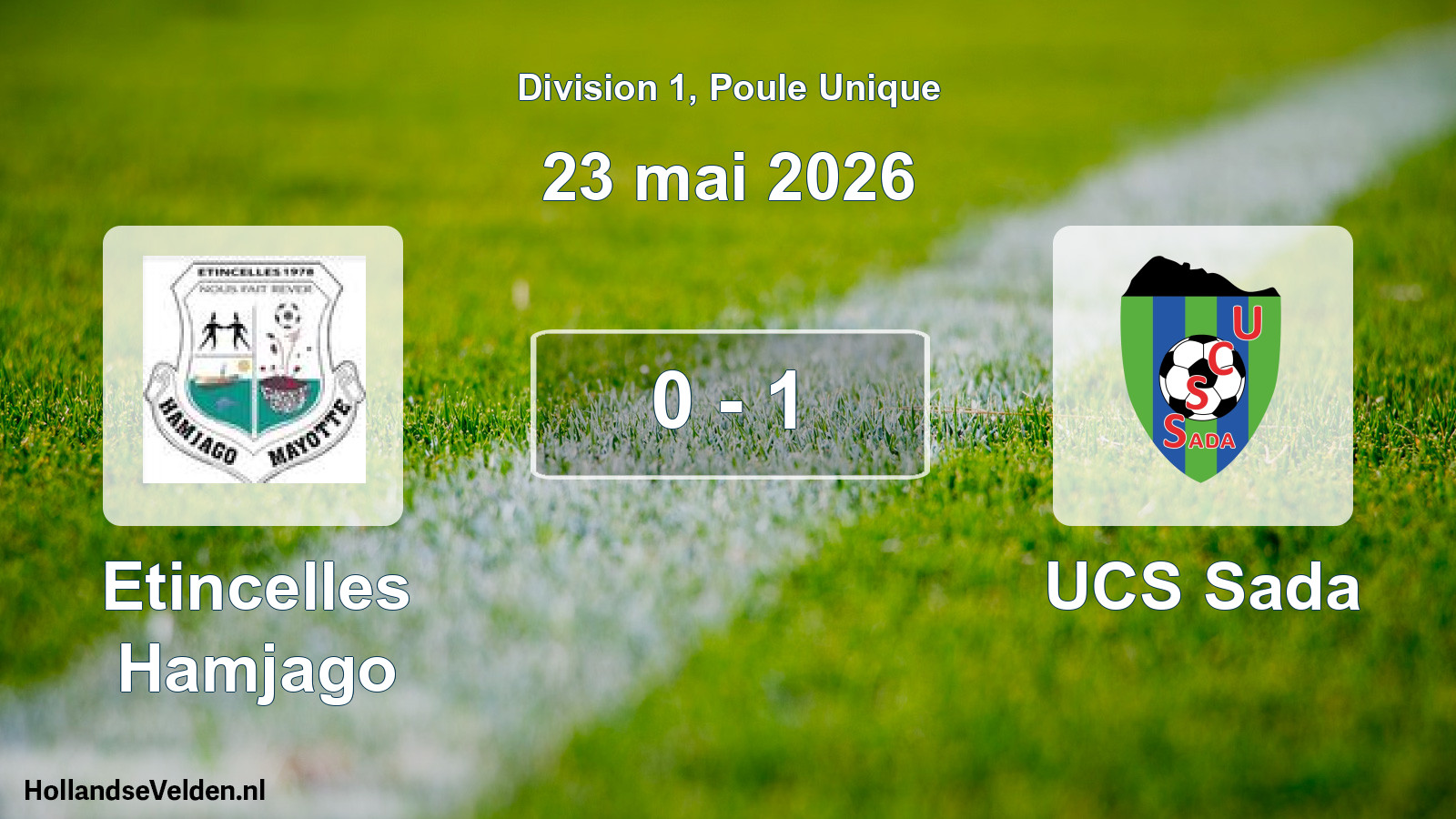Match joué: Etincelles Hamjago - UCS Sada 0 - 1 (23 mai 2026)
