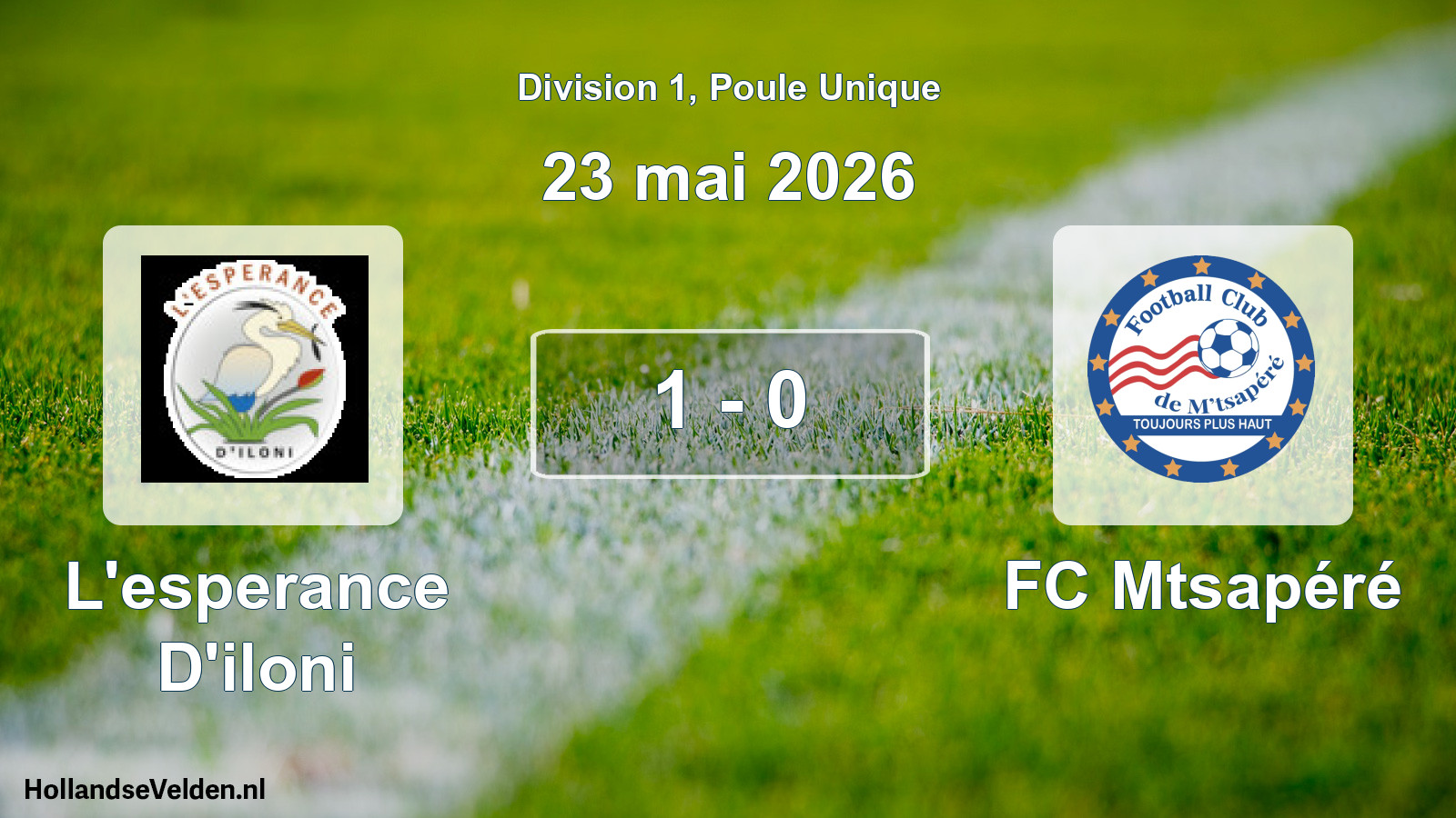 Match joué: L'esperance D'iloni - FC Mtsapéré 1 - 0 (23 mai 2026)