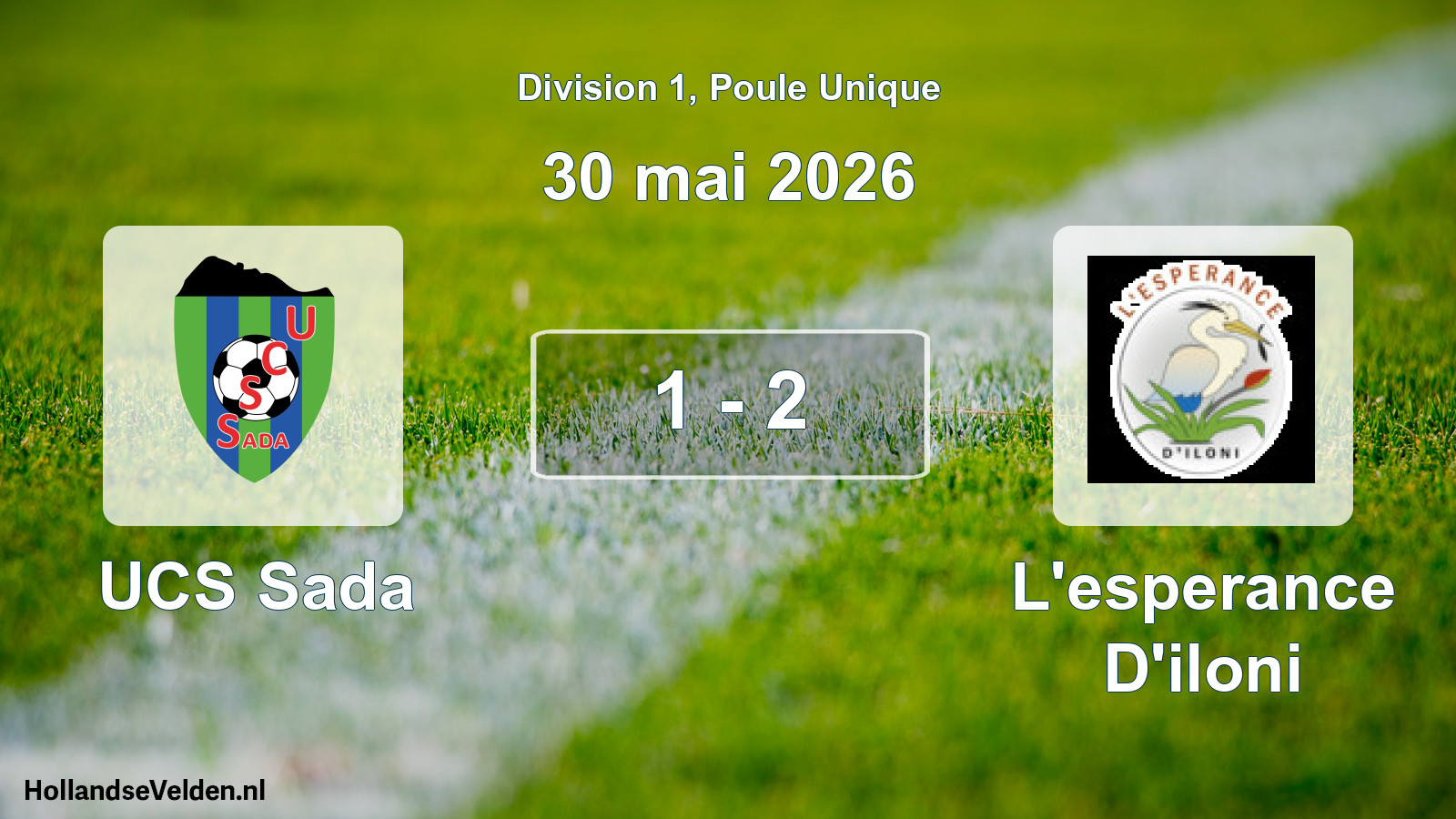 Match joué: UCS Sada - L'esperance D'iloni 1 - 2 (30 mai 2026)