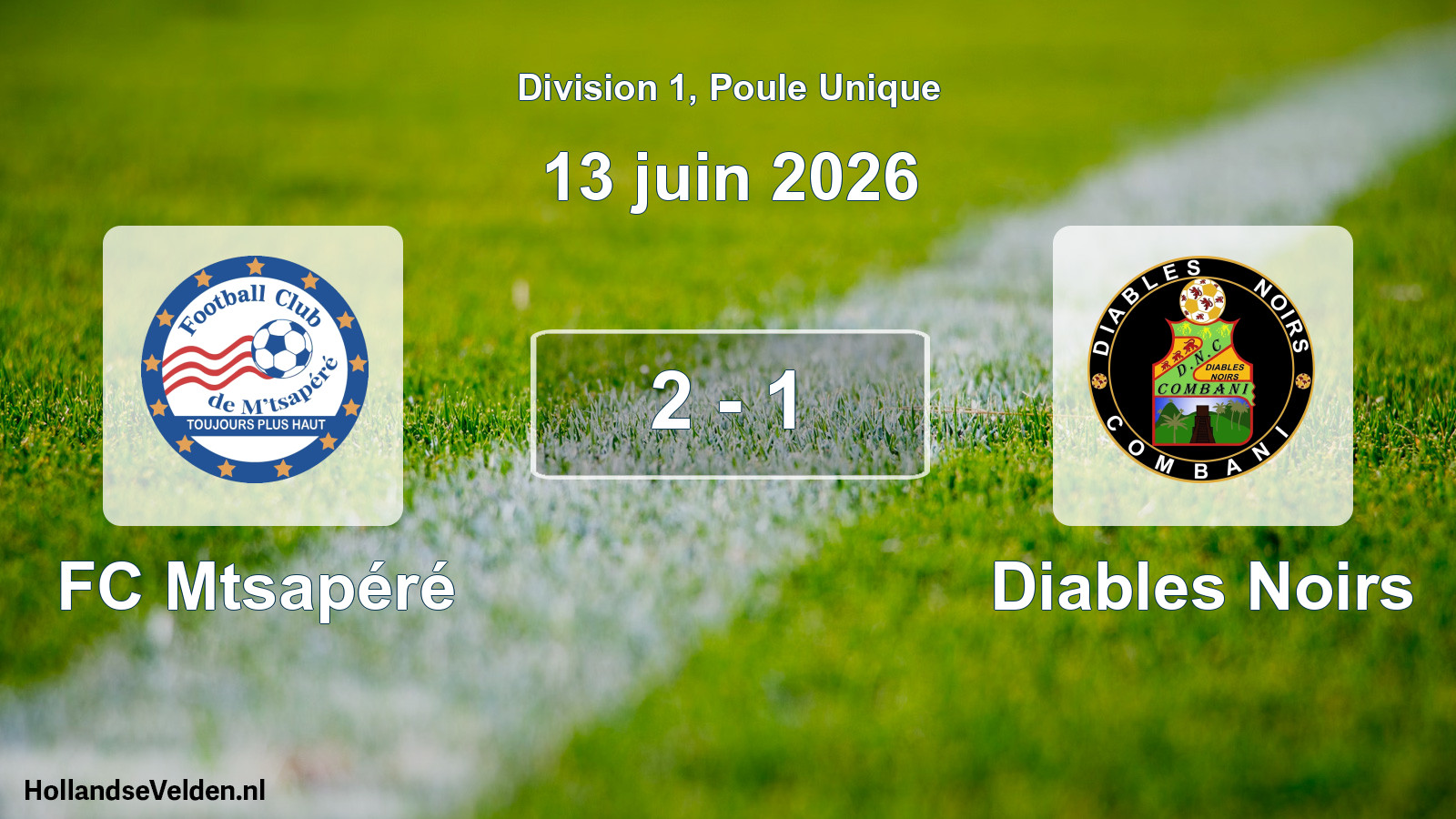 Match joué: FC Mtsapéré - Diables Noirs 2 - 1 (13 juin 2026)