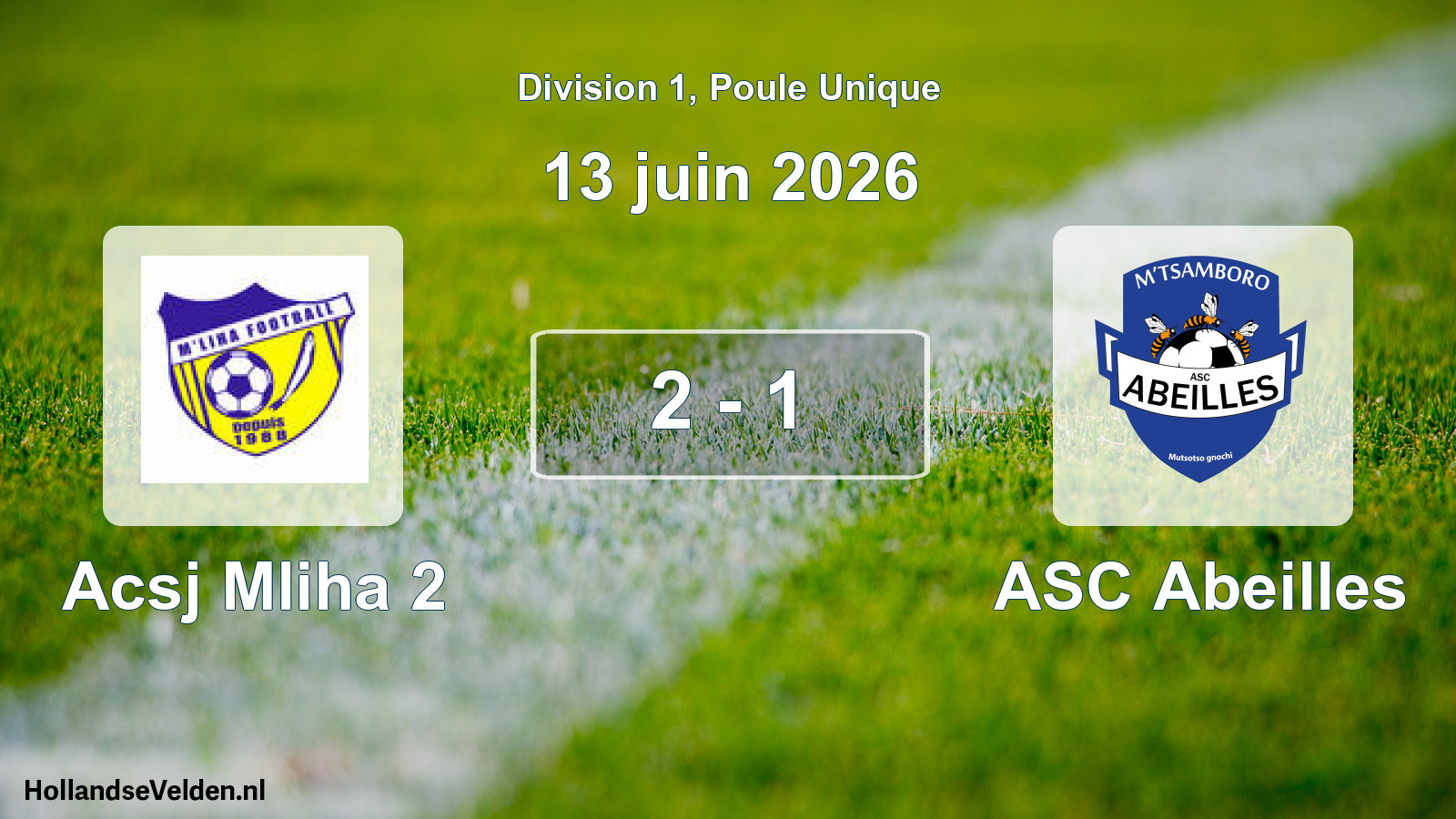 Total number of matches played: Acsj Mliha 2 - ASC Abeilles 2 - 1 (13 June 2026)