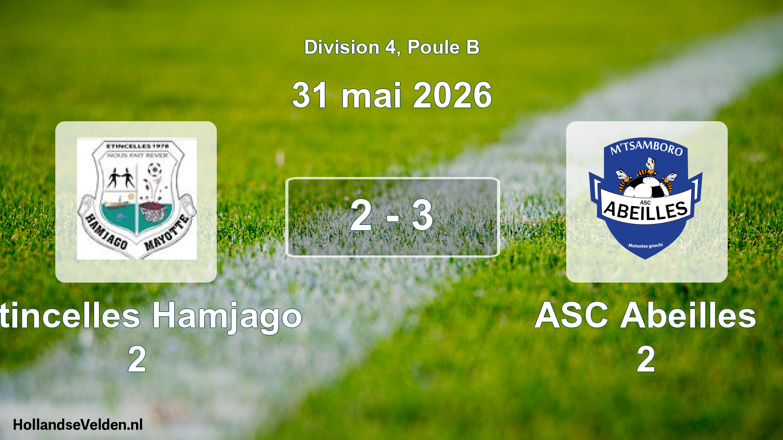 Gespeelde wedstrijd: Etincelles Hamjago 2 - ASC Abeilles 2 2 - 3 (31 mei 2026)