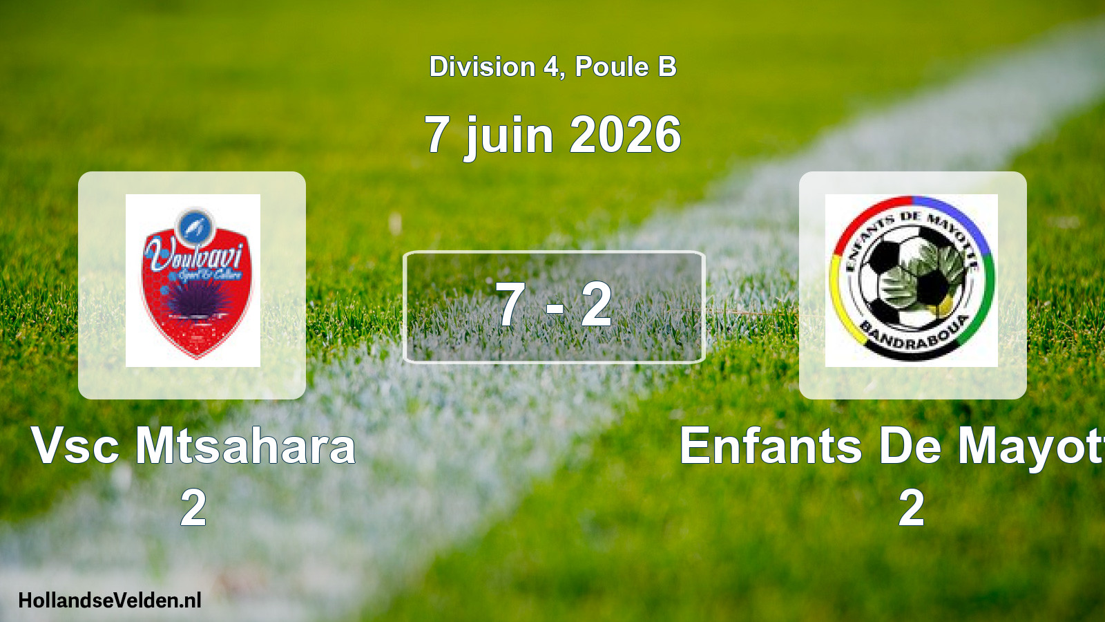 Match joué: Vsc Mtsahara 2 - Enfants De Mayotte 2 7 - 2 (7 juin 2026)