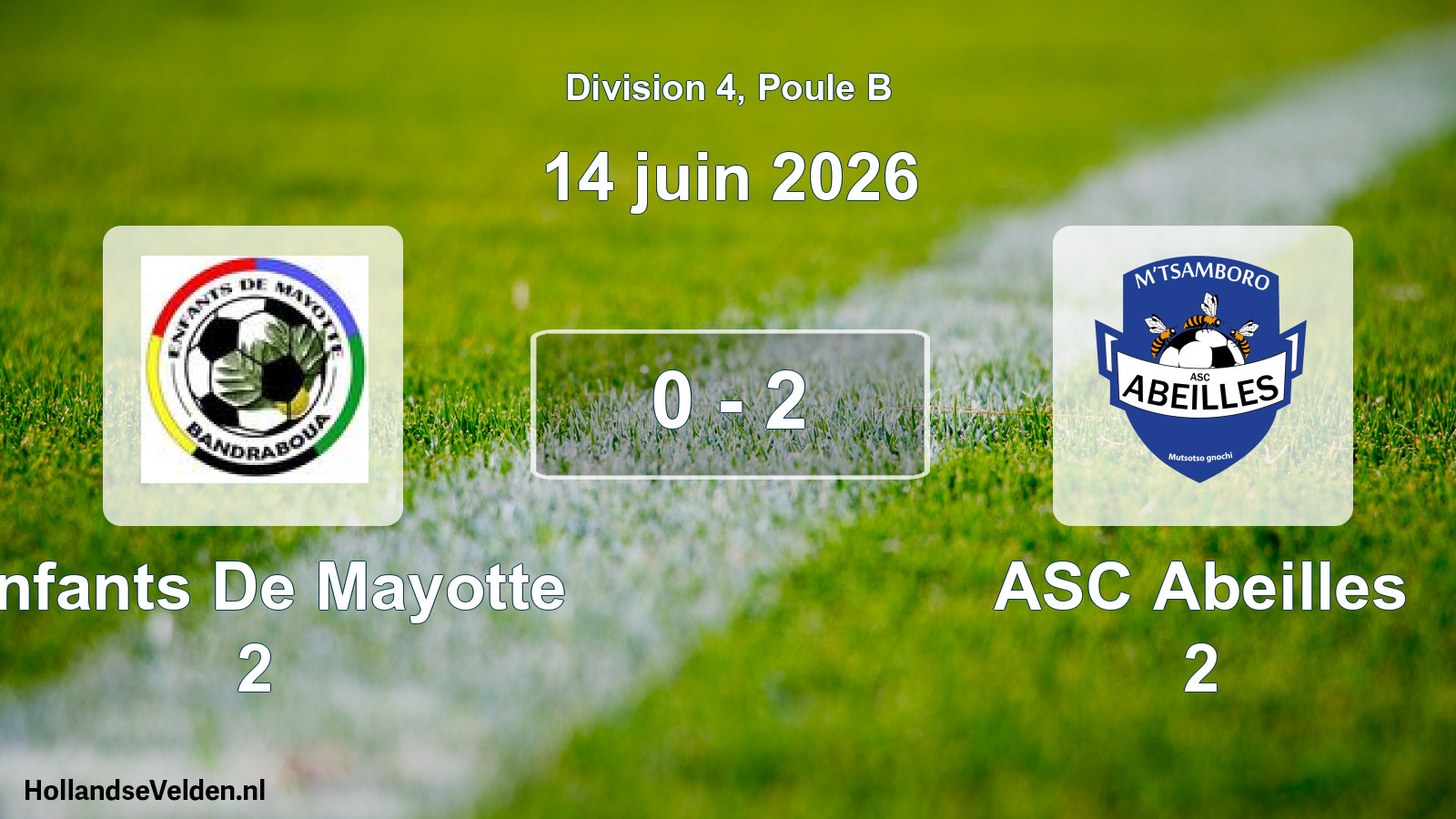 Gespeelde wedstrijd: Enfants De Mayotte 2 - ASC Abeilles 2 0 - 2 (14 juni 2026)
