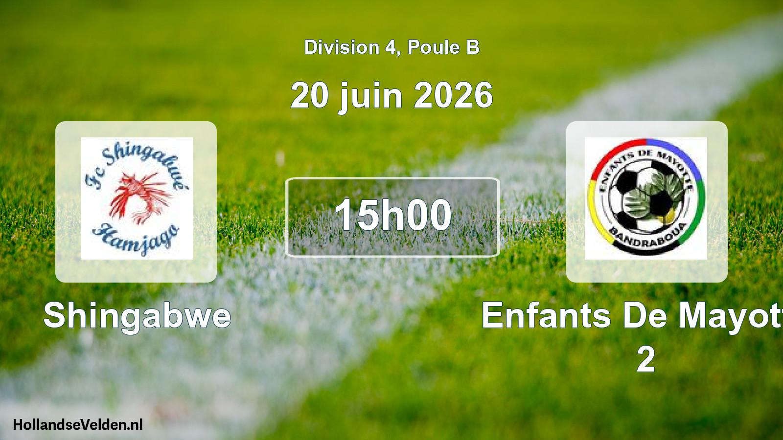 Match programmé: Shingabwe - Enfants De Mayotte 2 (20 juin 2026)
