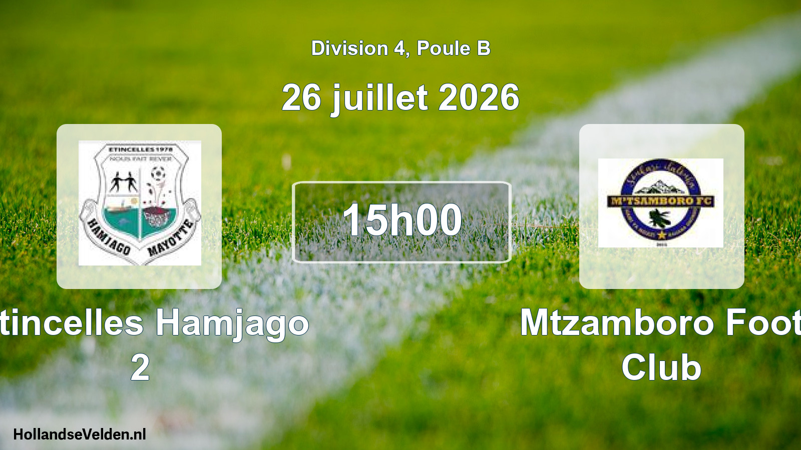 Match programmé: Etincelles Hamjago 2 - Mtzamboro Foot Club (26 juillet 2026)