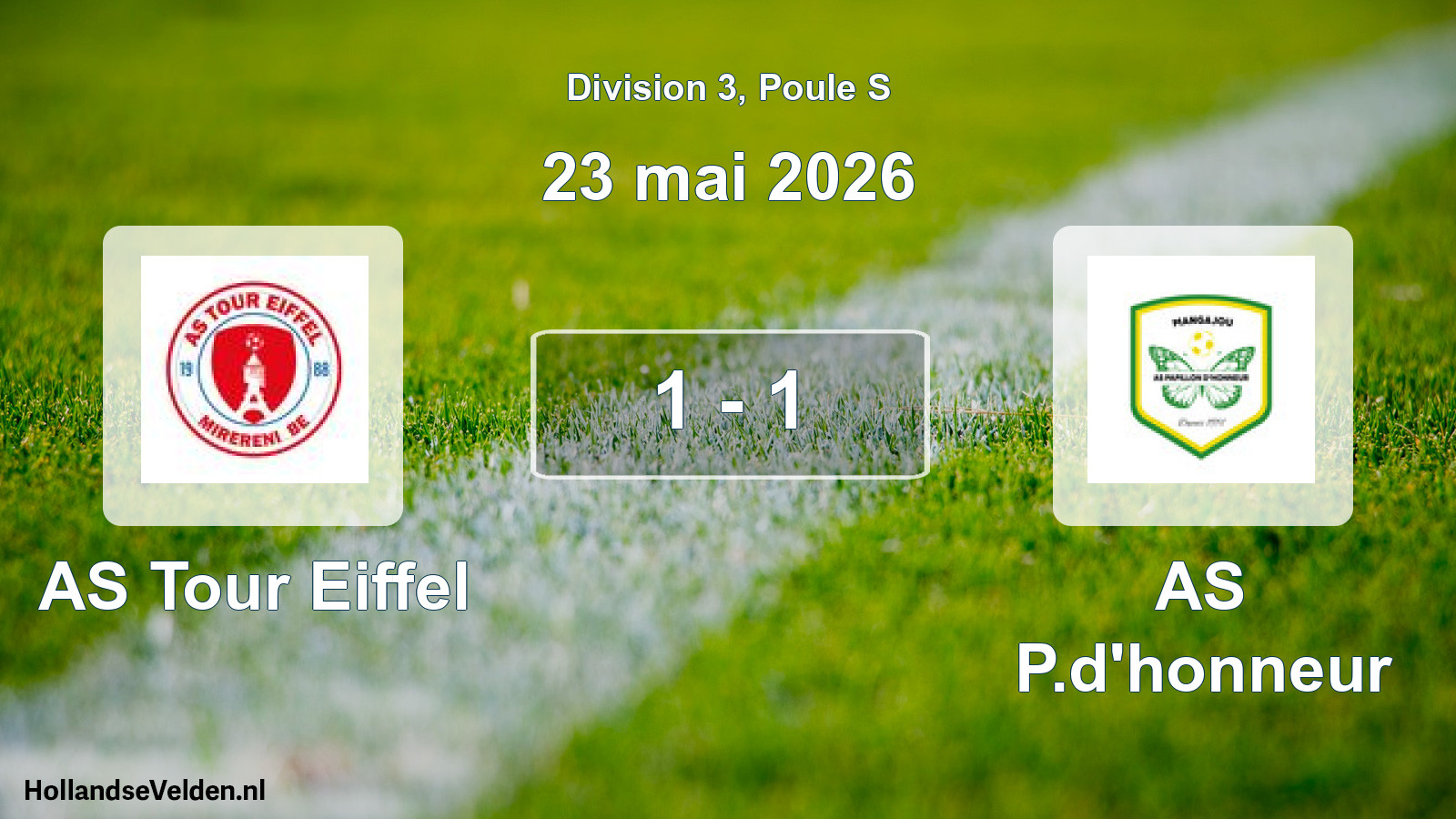 Match joué: AS Tour Eiffel - AS P.d'honneur 1 - 1 (23 mai 2026)
