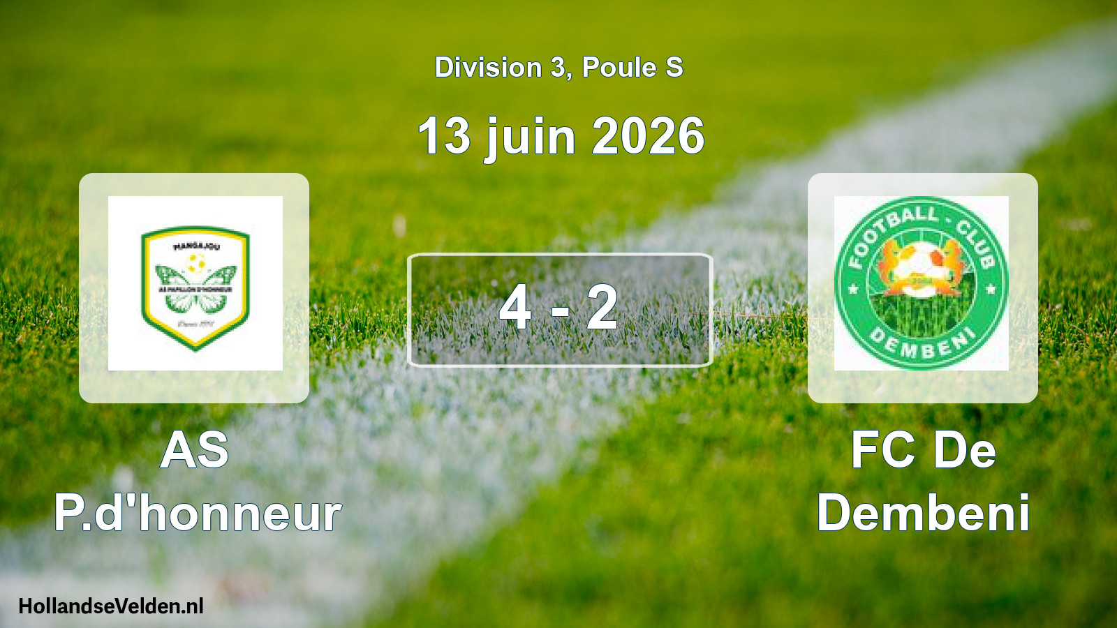 Match joué: AS P.d'honneur - FC De Dembeni 4 - 2 (13 juin 2026)