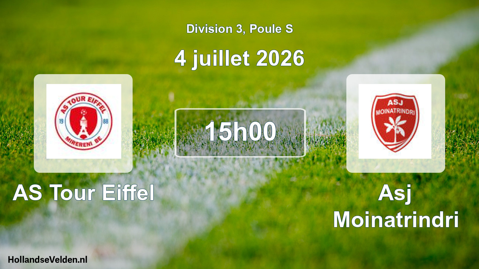 Match programmé: AS Tour Eiffel - Asj Moinatrindri (4 juillet 2026)