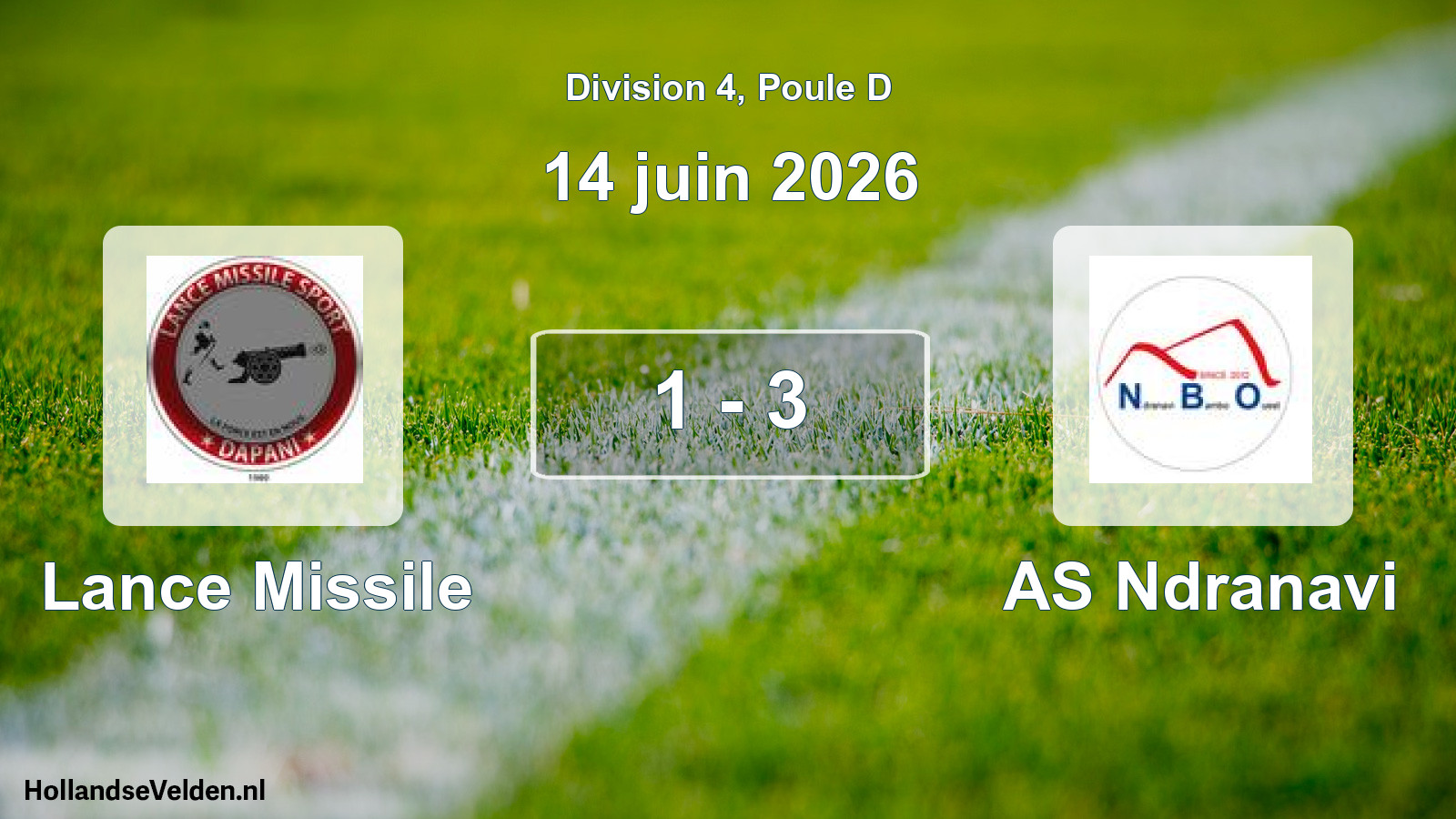 Gespeelde wedstrijd: Lance Missile - AS Ndranavi 1 - 3 (14 juni 2026)