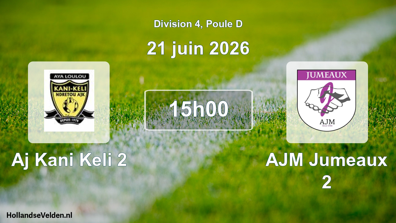 Match programmé: Aj Kani Keli 2 - AJM Jumeaux 2 (21 juin 2026)