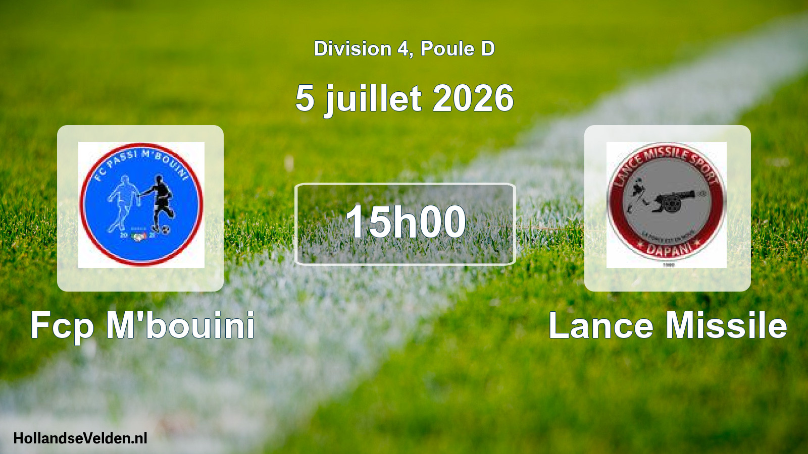 Match programmé: Fcp M'bouini - Lance Missile (5 juillet 2026)