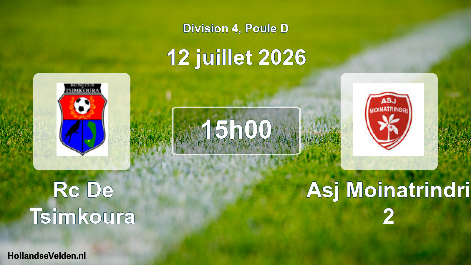 Match programmé: Rc De Tsimkoura - Asj Moinatrindri 2 (12 juillet 2026)