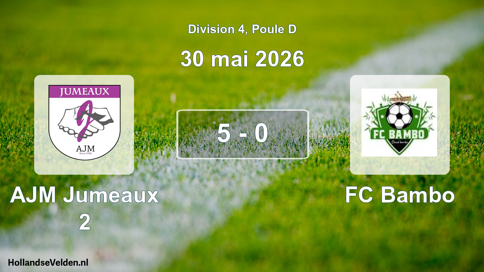 Match joué: AJM Jumeaux 2 - FC Bambo 5 - 0 (30 mai 2026)