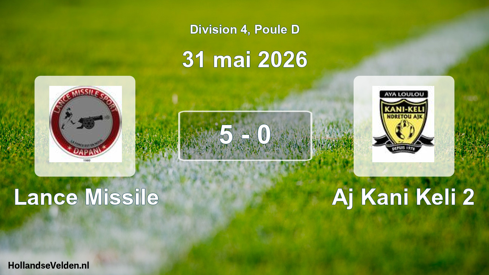 Total number of matches played: Lance Missile - Aj Kani Keli 2 5 - 0 (31 May 2026)