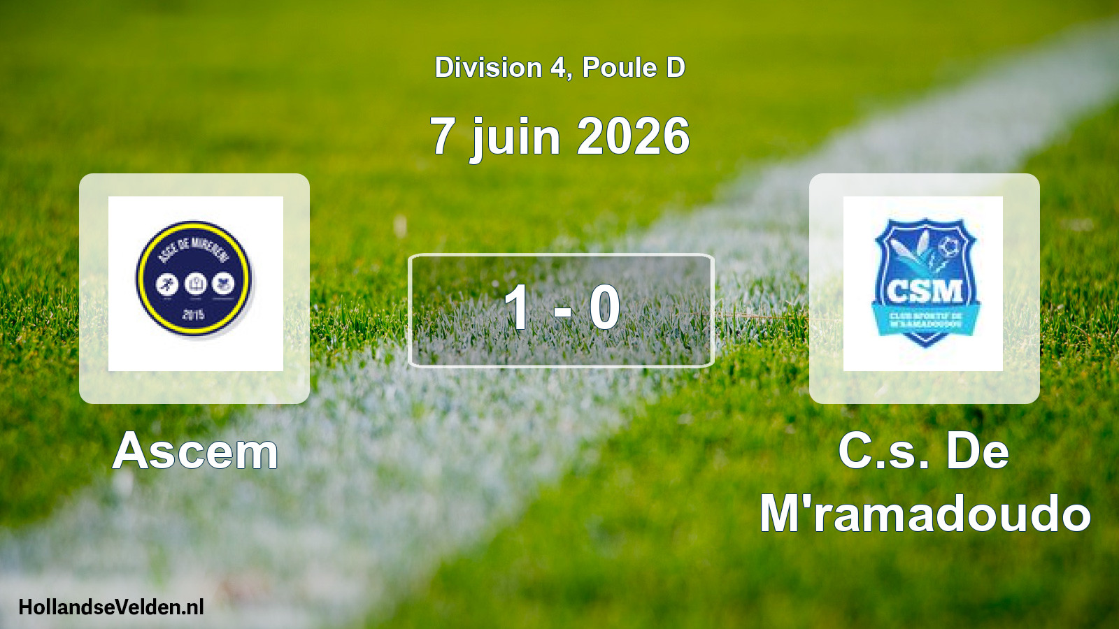 Gespeelde wedstrijd: Ascem - C.s. De M'ramadoudo 1 - 0 (7 juni 2026)