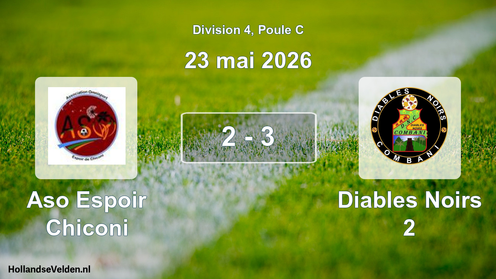 Match joué: Aso Espoir Chiconi - Diables Noirs 2 2 - 3 (23 mai 2026)