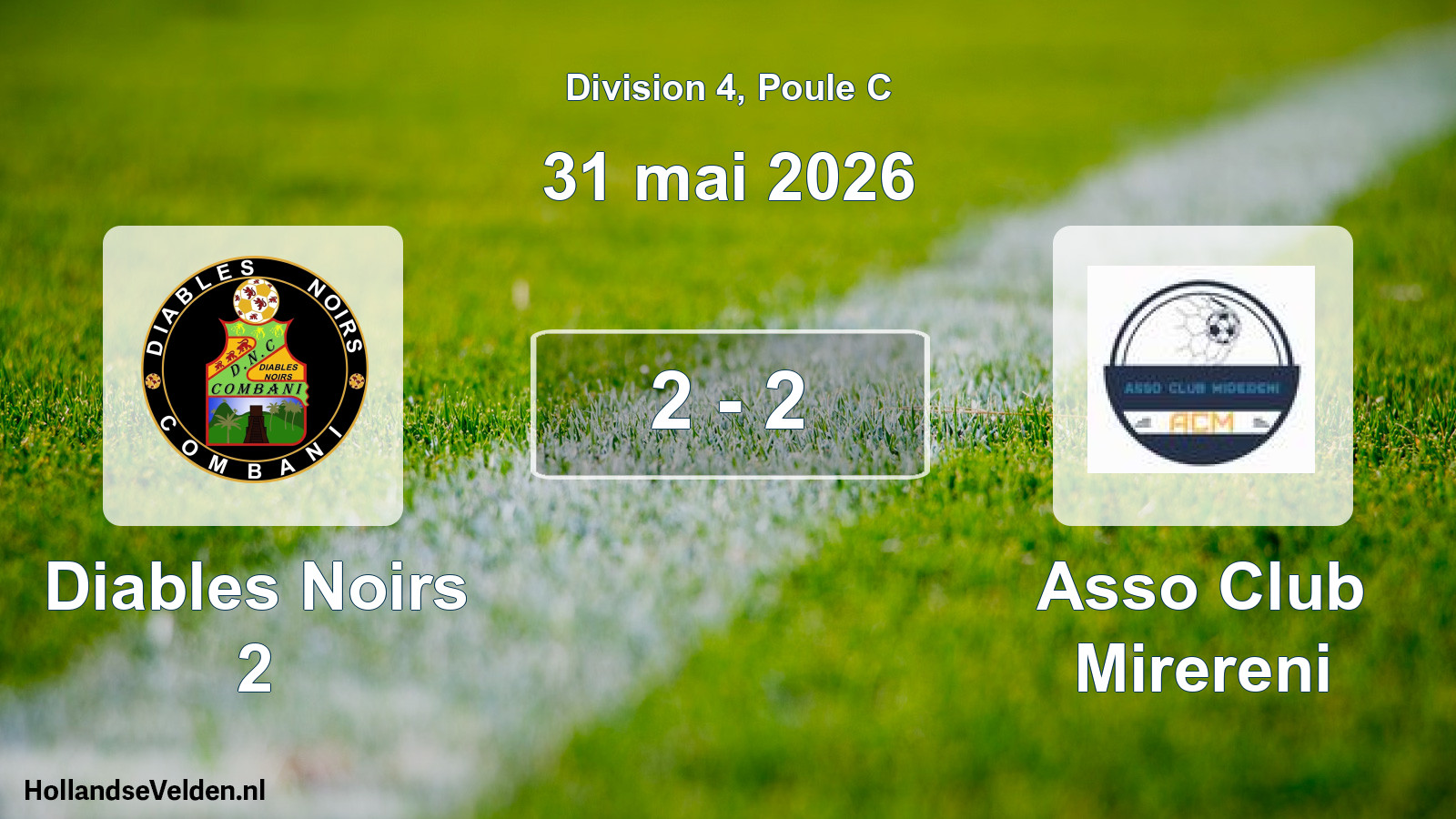 Match joué: Diables Noirs 2 - Asso Club Mirereni 2 - 2 (31 mai 2026)