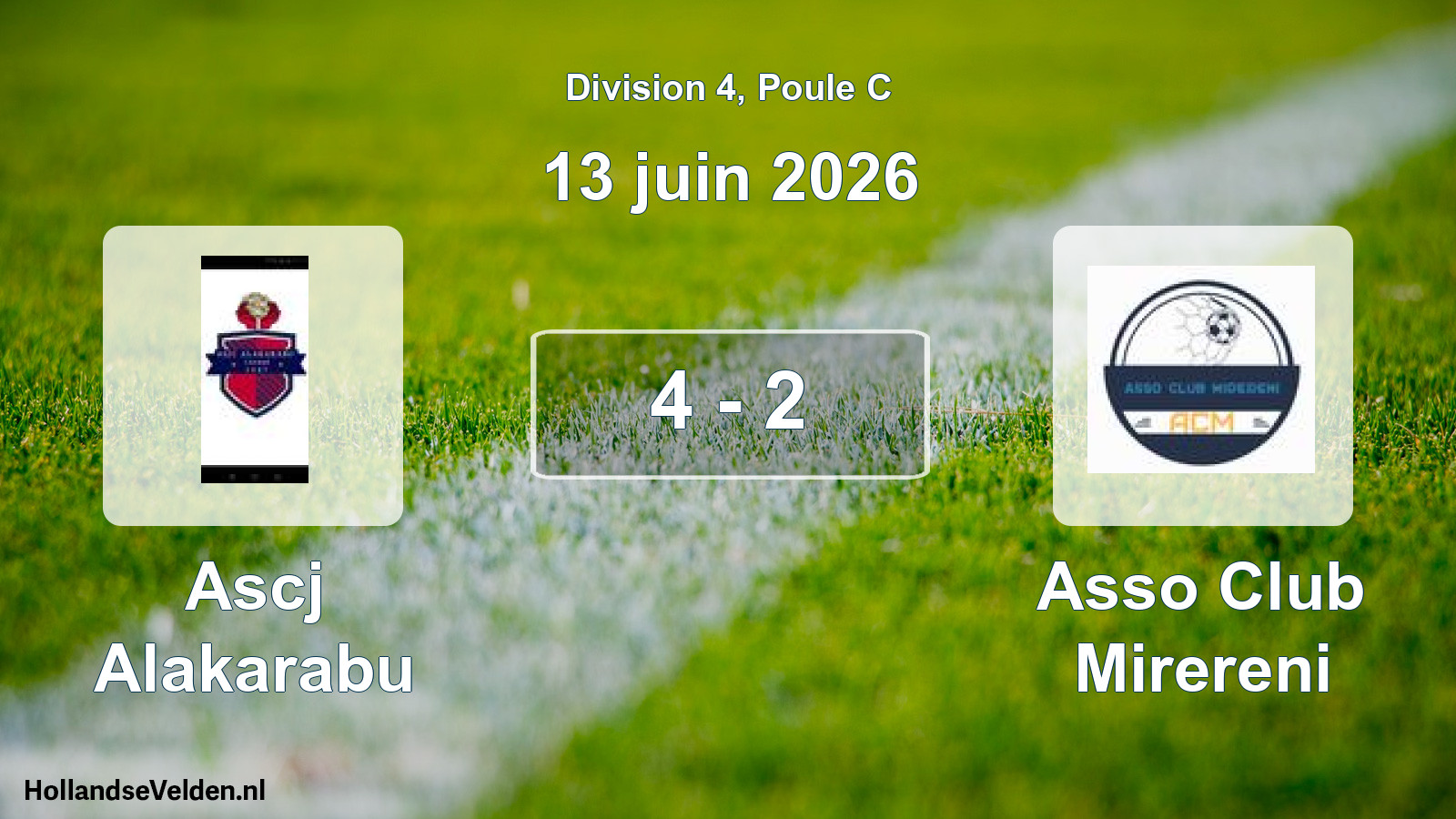 Total number of matches played: Ascj Alakarabu - Asso Club Mirereni 4 - 2 (13 June 2026)