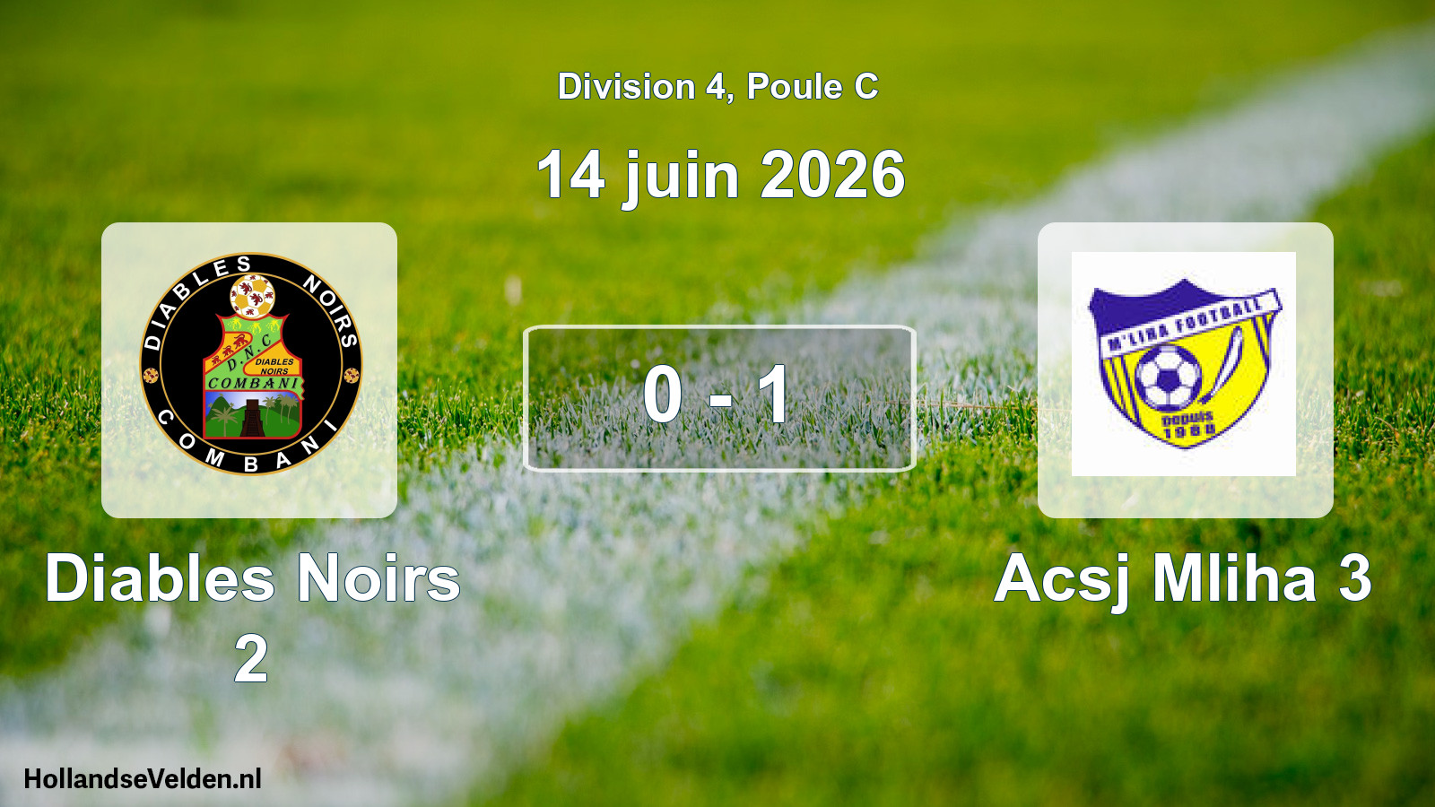 Match joué: Diables Noirs 2 - Acsj Mliha 3 0 - 1 (14 juin 2026)
