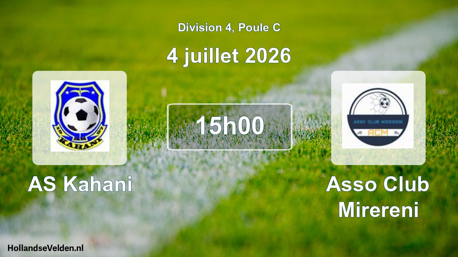 Match programmé: AS Kahani - Asso Club Mirereni (4 juillet 2026)