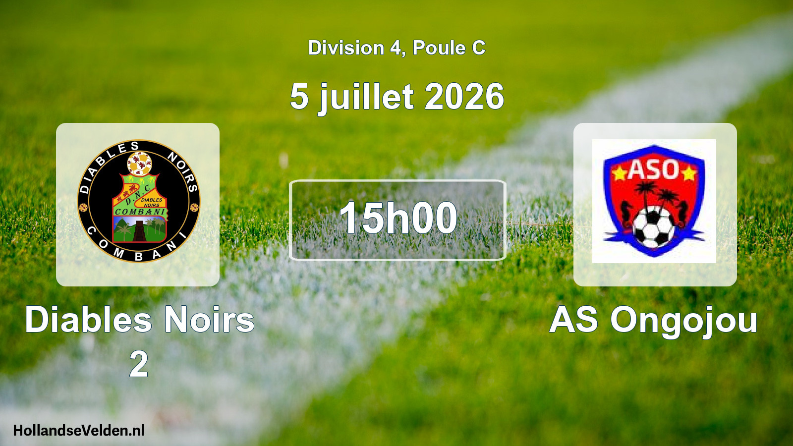 Match programmé: Diables Noirs 2 - AS Ongojou (5 juillet 2026)