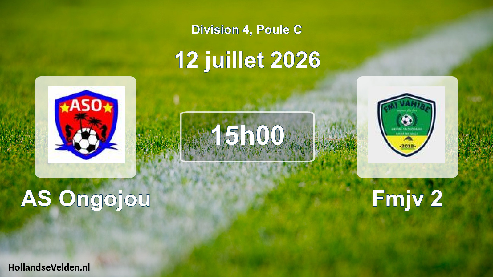 Match programmé: AS Ongojou - Fmjv 2 (12 juillet 2026)