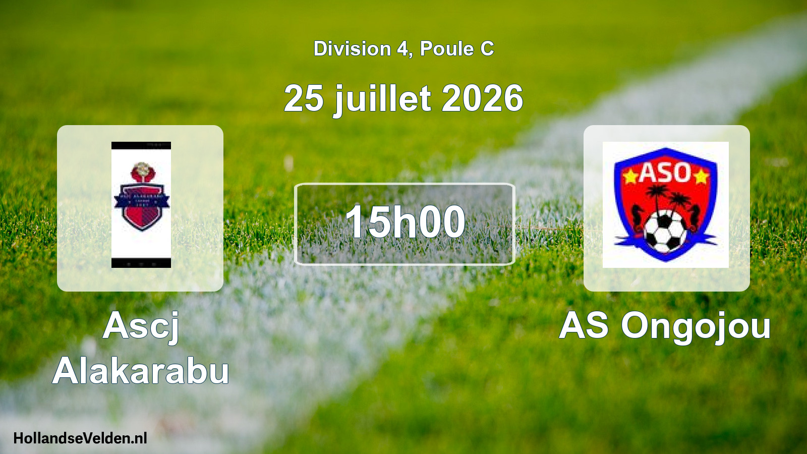 Match programmé: Ascj Alakarabu - AS Ongojou (25 juillet 2026)