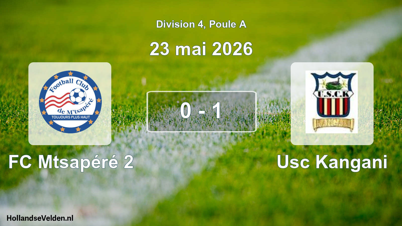 Match joué: FC Mtsapéré 2 - Usc Kangani 0 - 1 (23 mai 2026)