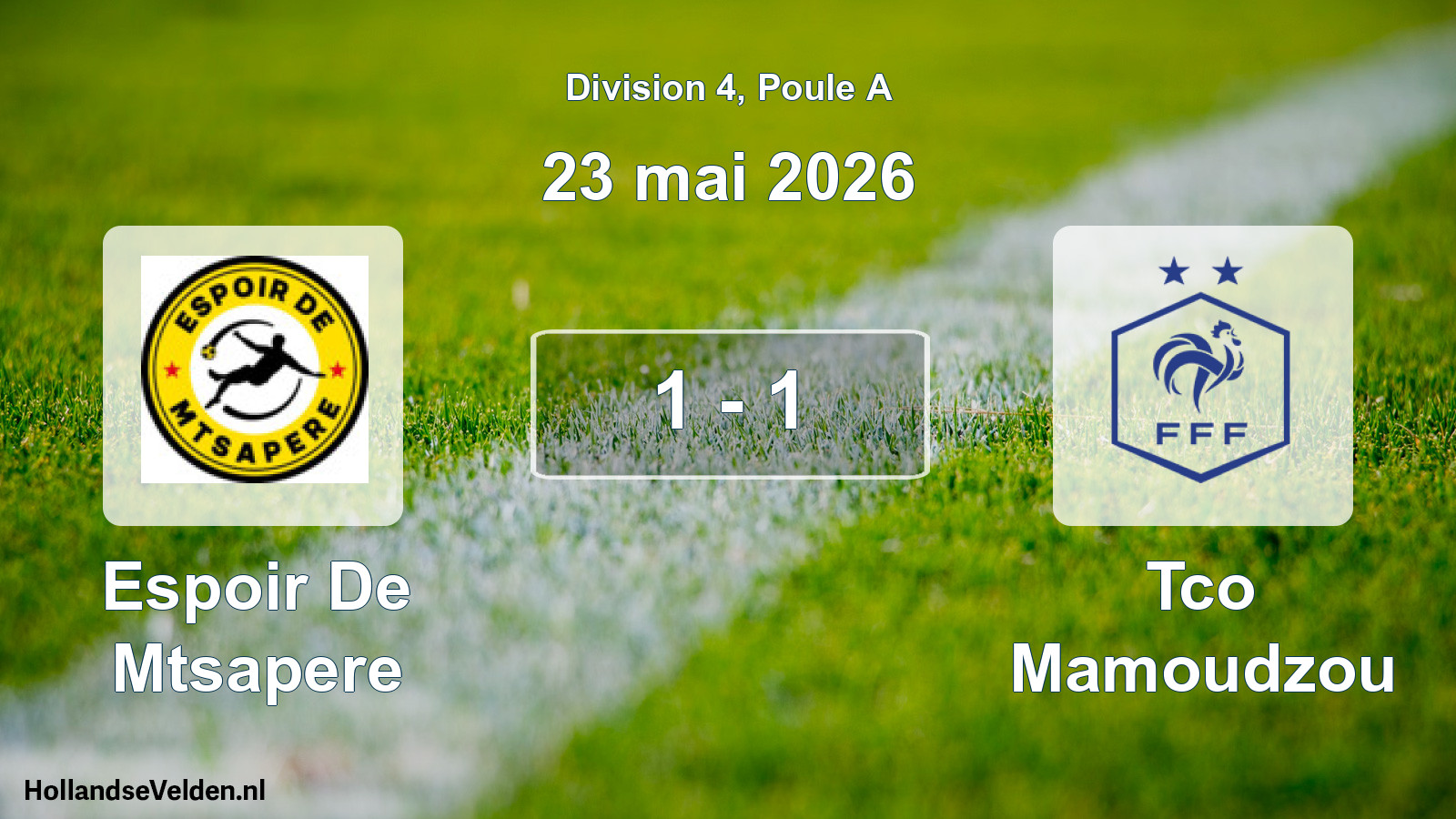 Match joué: Espoir De Mtsapere - Tco Mamoudzou 1 - 1 (23 mai 2026)